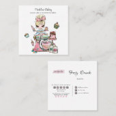 水彩ベーカリーミキサーペストリースイーツケーキ スクエア名刺 (正面/裏面)