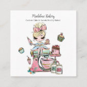 水彩ベーカリーミキサーペストリースイーツケーキ スクエア名刺 (正面)