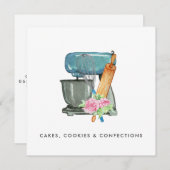 水彩ベーカリーロゴ |デジタルダウンロードフローラ 招待状 (正面/裏面)