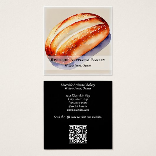 水彩ベーカリー名刺 (正面&裏面)
