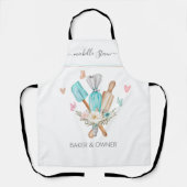 水彩ベーカリー器パティシエ エプロン (正面)