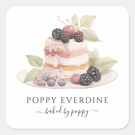 水彩ベーカー生地シェフ製品ラベル スクエアシール (正面)