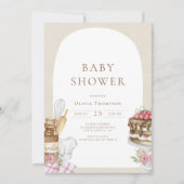 水彩ベーキングガールベビーシャワー 招待状 (正面)