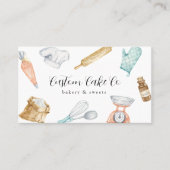 水彩ベーキングツールケーキビジネスカード 名刺 (正面)