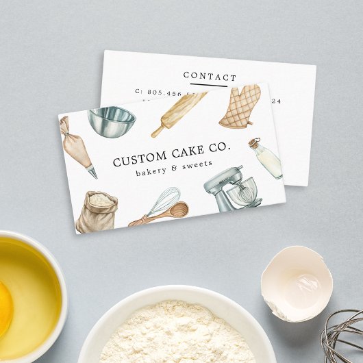 水彩ベーキングツールケーキビジネスカード 名刺
