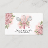 水彩ベーキングツールベーカリーピンクビジネスカード 名刺 (正面)