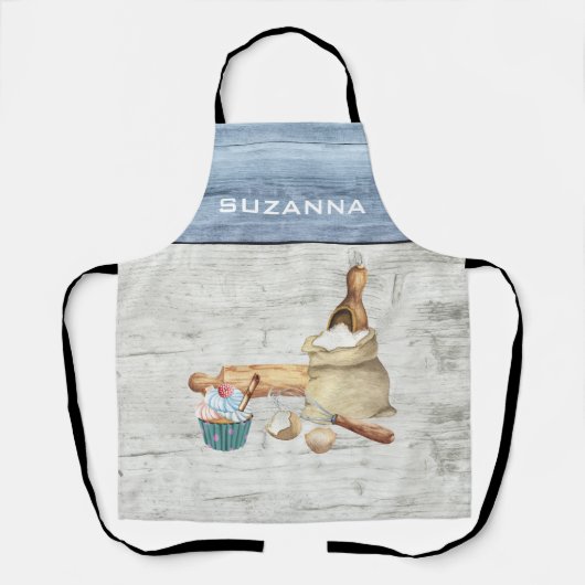 水彩ベーキングベイカーパーソナライズされたベークエプロン エプロン (正面)