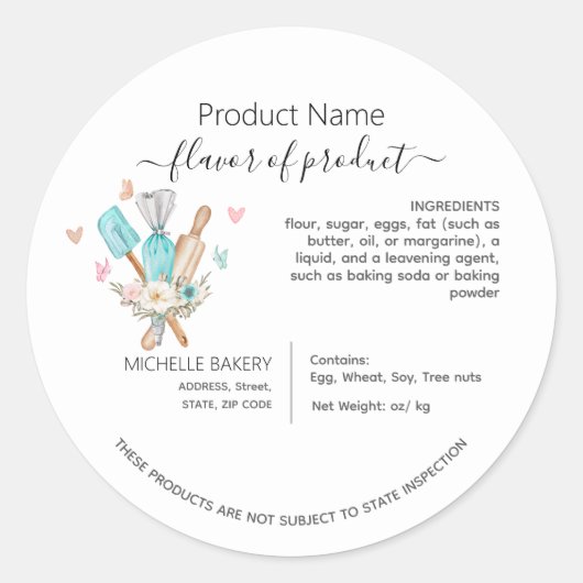水彩ベーキング器具コテージ法ラベル ラウンドシール (正面)