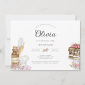 水彩ベーキング誕生日パーティーの招待 招待状 (正面)