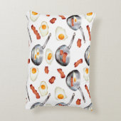 水彩ベーコン&エッグスブレックファーストフードパターン アクセントクッション (裏面(縦))