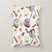 水彩ベーコン&エッグスブレックファーストフードパターン アクセントクッション (正面(垂直))