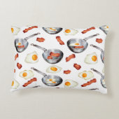 水彩ベーコン&エッグスブレックファーストフードパターン アクセントクッション (裏面)