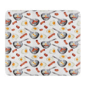 水彩ベーコン&エッグスブレックファーストフードパターン カッティングボード (正面)