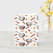 水彩ベーコン&エッグスブレックファーストフードパターン カード (黄色い花)