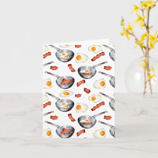 水彩ベーコン&エッグスブレックファーストフードパターン カード (黄色い花)