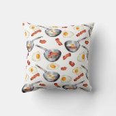 水彩ベーコン&エッグスブレックファーストフードパターン クッション (裏面)