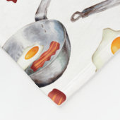 水彩ベーコン&エッグスブレックファーストフードパターン フリースブランケット (角)