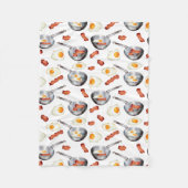 水彩ベーコン&エッグスブレックファーストフードパターン フリースブランケット (正面)