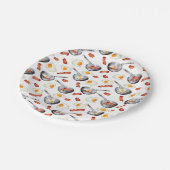 水彩ベーコン&エッグスブレックファーストフードパターン ペーパープレート (アングル)