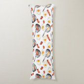 水彩ベーコン&エッグスブレックファーストフードパターン ボディピロー (正面縦)