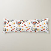 水彩ベーコン&エッグスブレックファーストフードパターン ボディピロー (正面)