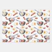 水彩ベーコン&エッグスブレックファーストフードパターン ラッピングペーパーシート (正面3)