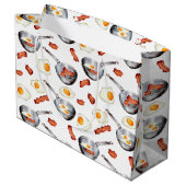 水彩ベーコン&エッグスブレックファーストフードパターン ラージペーパーバッグ (裏面アングル)