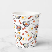 水彩ベーコン&エッグスブレックファーストフードパターン 紙コップ (裏面)