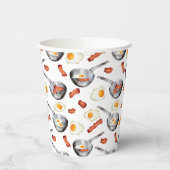 水彩ベーコン&エッグスブレックファーストフードパターン 紙コップ (左)