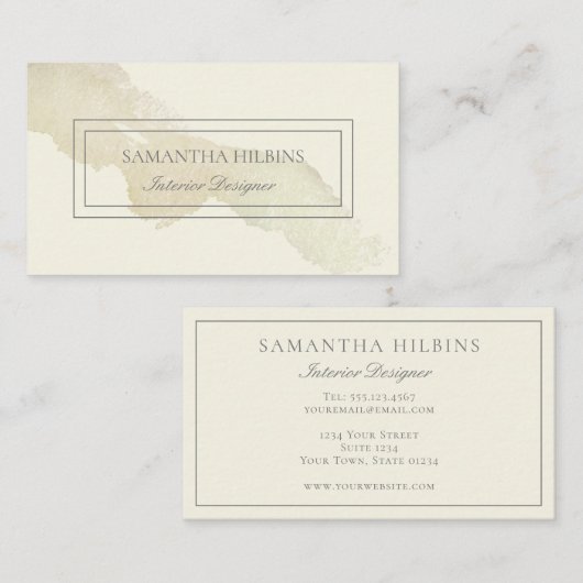 水彩ベージュインテリアデザイナープロフェッショナル 名刺 (正面/裏面)