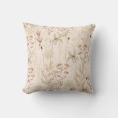 水彩ベージュワイルドフラワー クッション (正面)