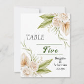 水彩ベージュ繊細なテーブルナンバー 招待状 (正面)