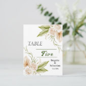 水彩ベージュ繊細なテーブルナンバー 招待状 (スタンド正面)