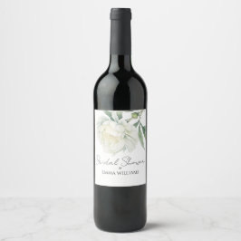 水彩ペオニーフラワー | ブライダルシャワー ワインラベル