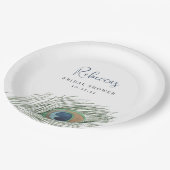 水彩ペコフワーフェザー ブライダルシャワー ペーパープレート (アングル)