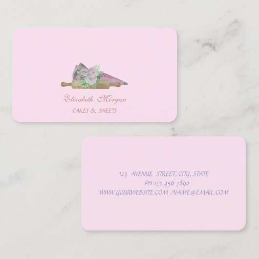 水彩ペストリー手工具ローラピン花 名刺 (正面/裏面)