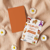 水彩ペットの衣装ハローウィンパーティ 招待状