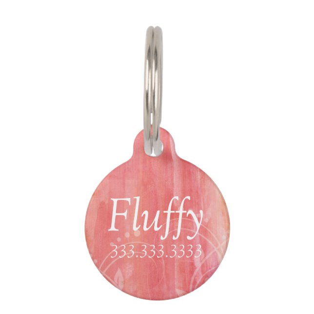 水彩ペットタグID白いレタリング ペット　ネームタグ (正面)