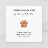 水彩ペットドッグ足ハートテンプレート  スクエア名刺 (裏面)