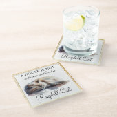 水彩ペットラグドール猫と金ゴールド枠 ガラスコースター (アングル)