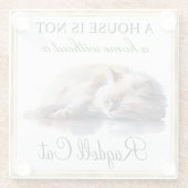 水彩ペットラグドール猫と金ゴールド枠 ガラスコースター (裏面)