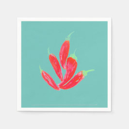 水彩ペッパーズレッドハバネロチリ スタンダードカクテルナプキン