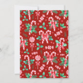 水彩ペッパーミントキャンディーケーンのクリスマスパーティー 招待状 (裏面)