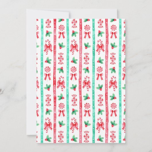 水彩ペパーミントキャンディーケーンクリスマスリース シーズンカード (裏面)