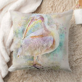 水彩ペリカンのクッションカバー クッション (ブランケット)