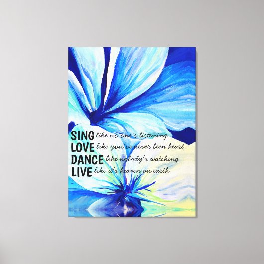 水彩ペルシアブルーリリー花びらパターンアート キャンバスプリント (正面)