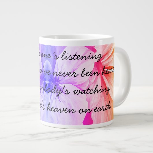 水彩ペルシアブルーリリー花びら模様 ジャンボコーヒーマグカップ (正面右)