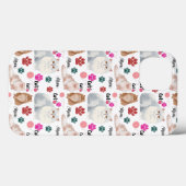 水彩ペルシャ猫と足の継ぎ目模様 Case-Mate iPhoneケース (裏面 (横))