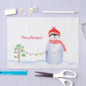 水彩ペンギンクリスマス灯 薄葉紙 (クラフト)