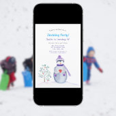 水彩ペンギンスキーパーティー 招待状